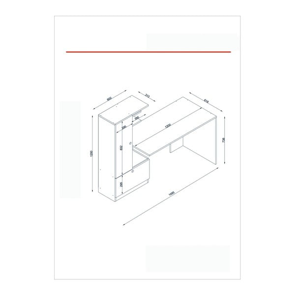 Birou 62x120 cm Domingos – Furny Home-image-3