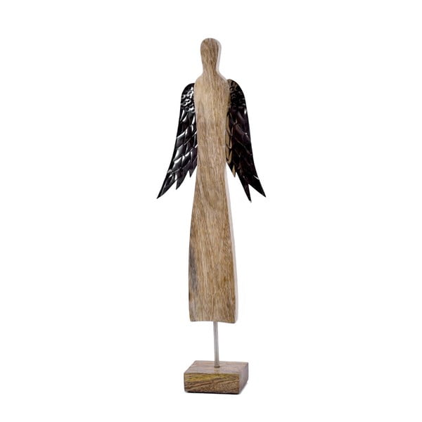 Decorațiune din lemn în formă de înger Ego Dekor, înălțime 47 cm