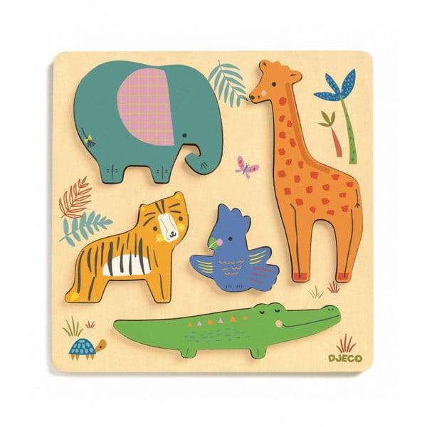 Puzzle din lemn pentru copii Djeco Animale în junglă
