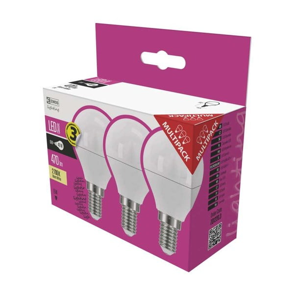 Set 3 becuri cu LED EMOS Classic Mini Globe Warm White, 5W E14-image-1