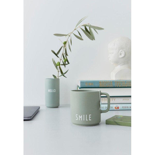 Cană din porțelan Design Letters Smile, verde salvie-image-2