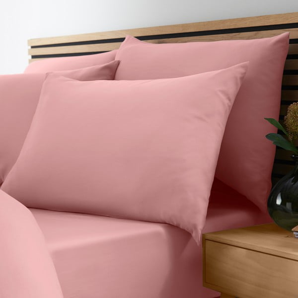 Cearceaf roz cu elastic 135x190 cm So Soft Non-Iron – Catherine Lansfield-image-1