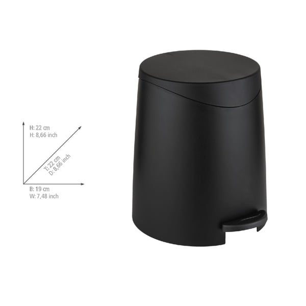 Coș de gunoi negru cu pedală din plastic 3 l Portes – Allstar-image-3