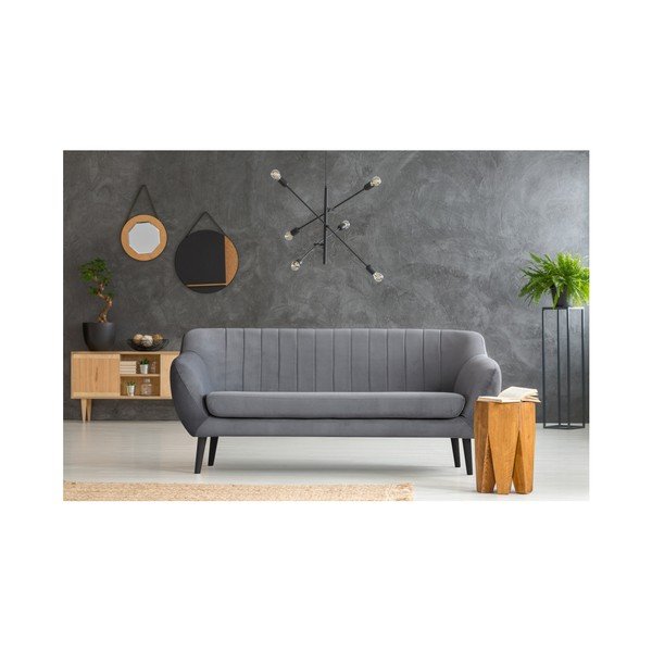 Canapea cu 3 locuri și picioare negre Mazzini Sofas Toscane, gri-image-3