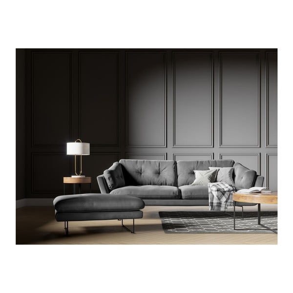 Puf cu tapițerie de catifea Windsor & Co Sofas Gravity, gri-image-3