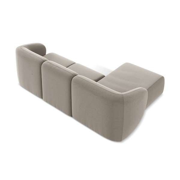 Colțar maro deschis cu tapițerie din catifea (cu colț pe partea stângă/cu șezlong) Lani – Makamii-image-3