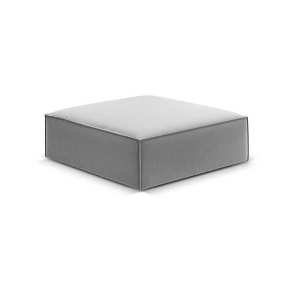 Taburet gri deschis cu tapițerie din catifea Vanda – Mazzini Sofas-image-2