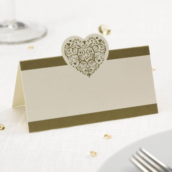 Set 50 carduri masă pentru nume Neviti Vintage Romance, alb auriu