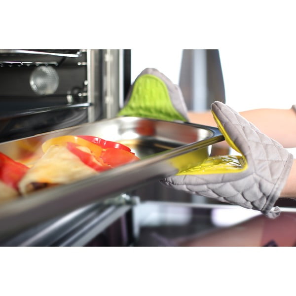 Mănușă de bucătărie din bumbac cu silicon Vialli Design, verde - gri-image-2