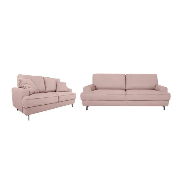 Set 2 canapele cu 2 și 3 locuri Kooko Home Rumba, roz 