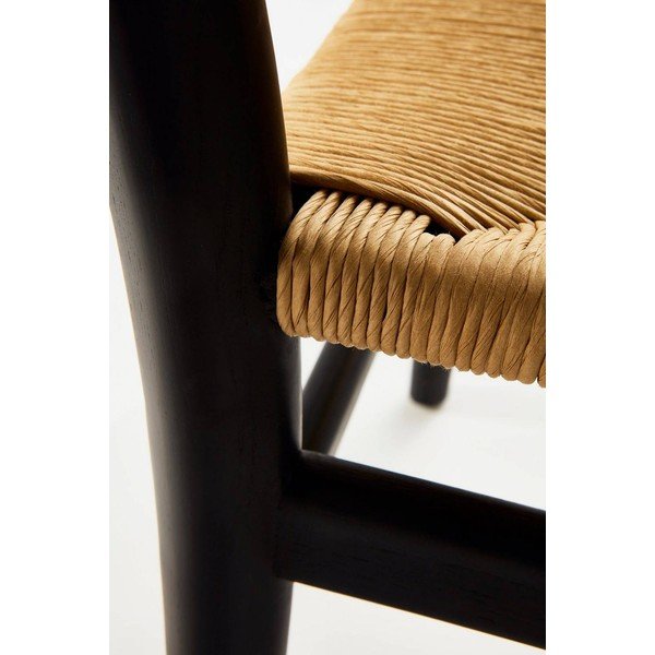 Scaun de dining negru/crem cu cotiere din lemn de ulm Nattavaara – Jotex-image-4