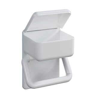 Suport pentru hârtie toaletă cu spațiu de depozitare Maximex Hold, alb