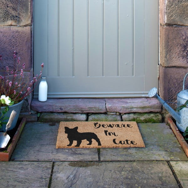 Covoraș de intrare din fibre de nucă de cocos 40x60 cm Beware I'm Cute French Bulldog – Artsy Doormats-image-4