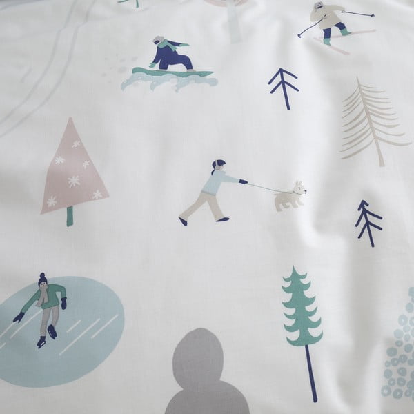 Lenjerie de pat albă din bumbac pentru pat dublu 200x200 cm Winter Fun – Bianca-image-4