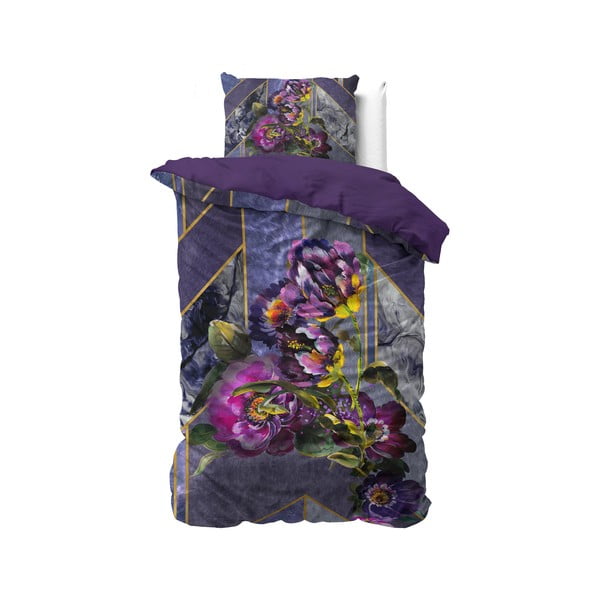 Lenjerie de pat din bumbac satinat, pentru pat de o persoană DH Satin Wild Kannieta Purple, 140 x 200 cm