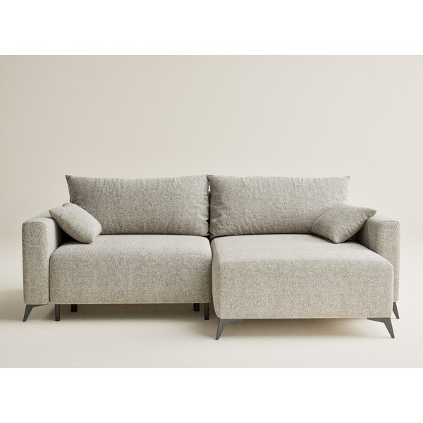 Colțar bej extensibil/cu spațiu de depozitare cu tapițerie din chenille (cu colț pe partea dreaptă/cu șezlong) Leon – Maison de Rêve-image-2