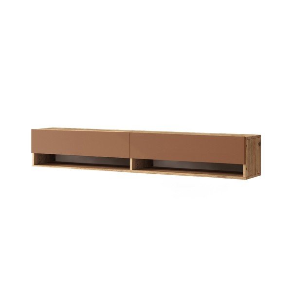 Comodă TV cărămizie/în culoare naturală cu aspect de lemn de pin 180x29x32 cm – Kalune Design