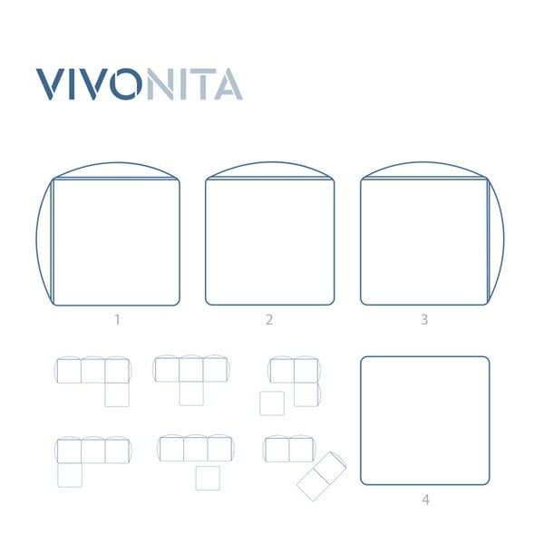Canapea modulară cu 3 locuri și suport pentru picioare Vivonita Velvet Cube, albastru-image-3