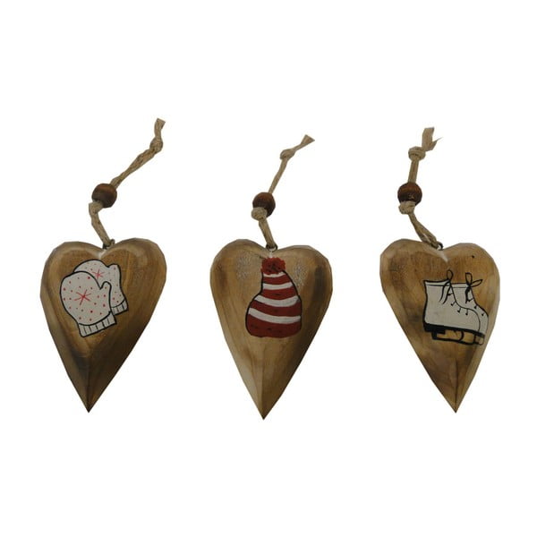 Set 3 decorațiuni suspendate în formă de inimă Antic Line