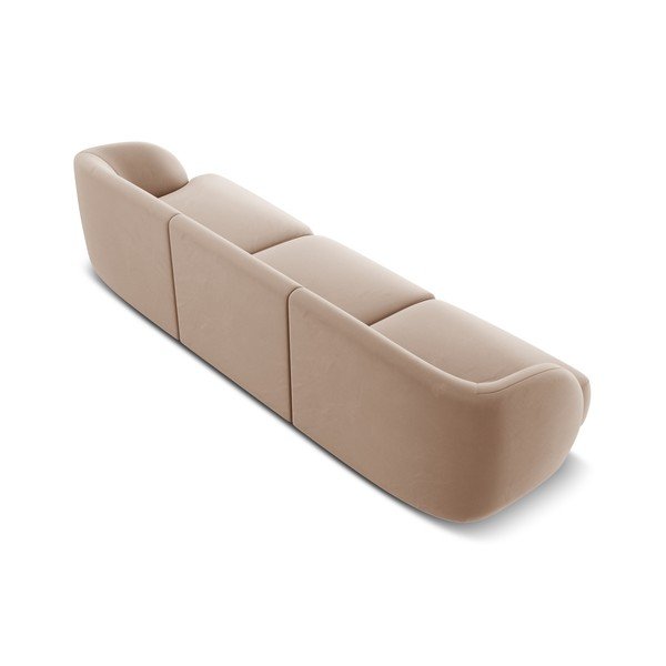 Canapea bej cu tapițerie din catifea 259 cm Miley  – Micadoni Home-image-3