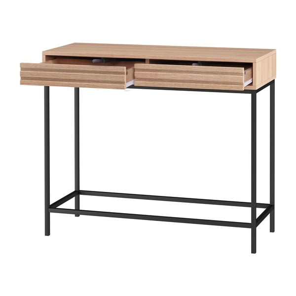 Masă consolă în culoare naturală cu blat cu aspect de lemn de stejar 35x90 cm Celine – Støraa