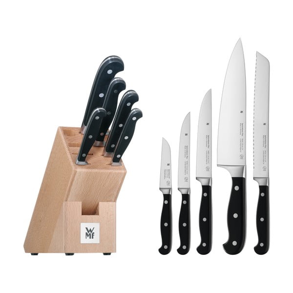 Set 5 cuțite din oțel inoxidabil și suport WMF Spitzenklasse