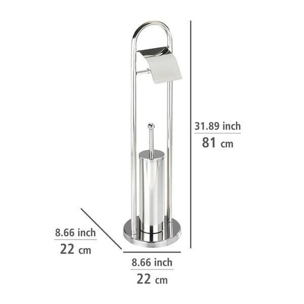 Perie de toaletă cu suport pentru hârtie Wenko Vasto, argintiu-image-3