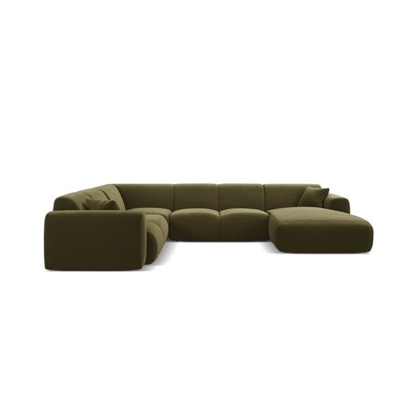Colțar verde deschis cu tapițerie din catifea (în formă de "U") Molino – Micadoni -image-1