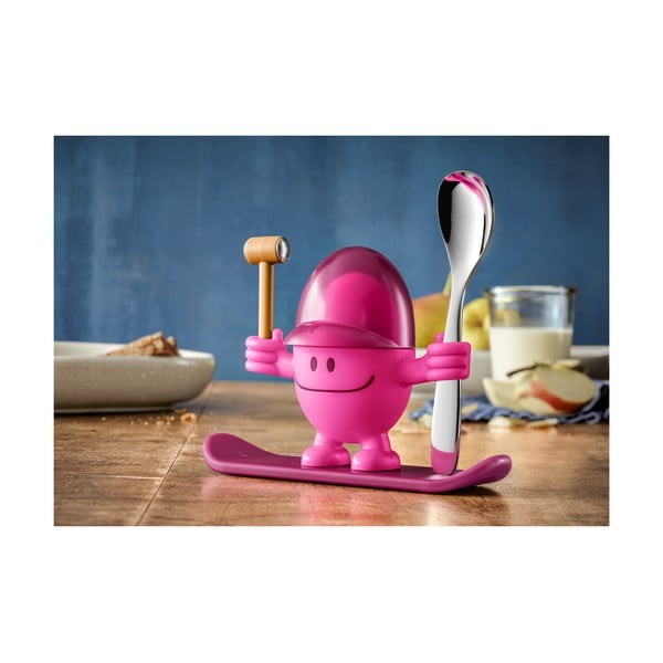 Suport pentru ou cu lingură WMF Cromargan® Mc Egg, roșu - roz-image-1