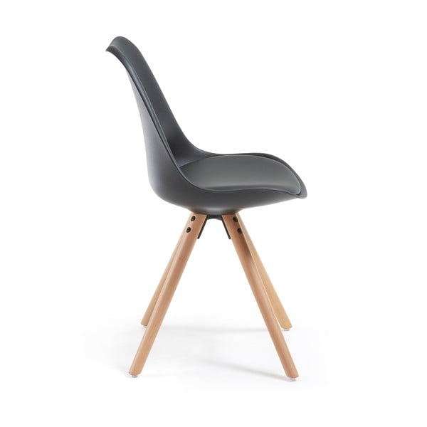 Scaun cu picioare de lemn La Forma Lars, negru-image-1
