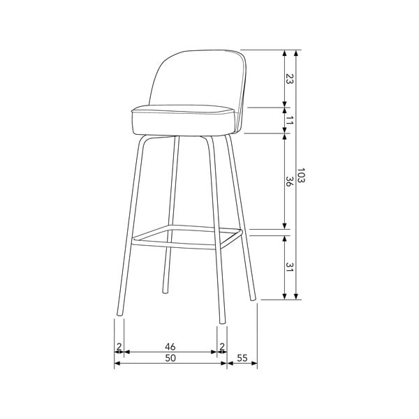 Scaun de bar albastru deschis din catifea (înălțime șezut 79 cm) Vogue – WOOOD-image-2