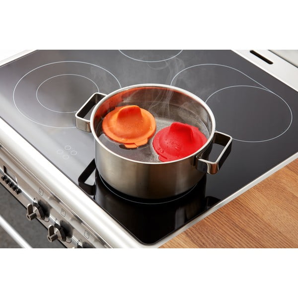 Formă din silicon pentru ou fiert Lékué Pouched, roșu-image-1