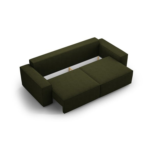 Canapea verde-închis extensibilă cu tapițerie din țesătură bouclé 247 cm Jodie – Micadoni Home-image-3