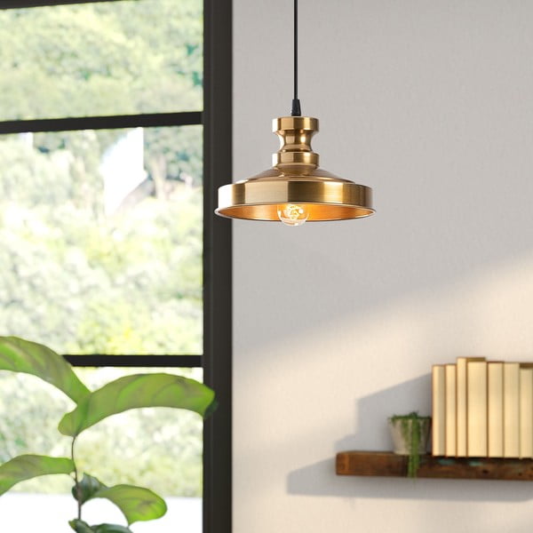 Lustră aurie cu abajur din metal ø 22 cm Berceste – Opviq lights-image-1