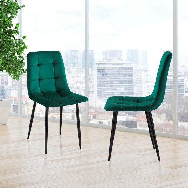 Scaune de dining verde 2 buc. din catifea Faffy – Tomasucci-image-1