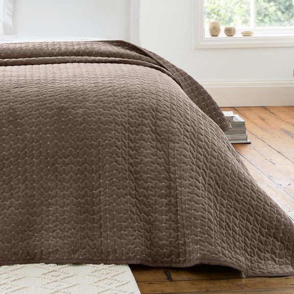 Cuvertură maro închis matlasată din catifea 240x260 cm Attica Velvet – Bianca-image-1