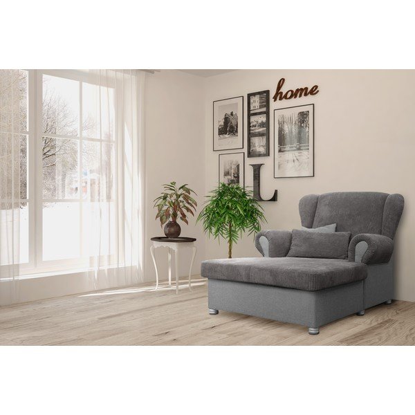 Șezlong taupe cu tapițerie din catifea reiată Lord – Ropez-image-1