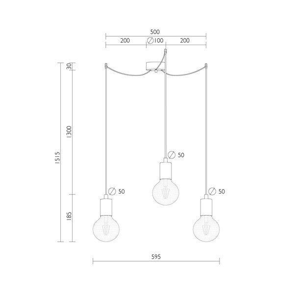 Lustră cu 3 becuri Bulb Attack Cero Basic Globe Clear, negru-image-3