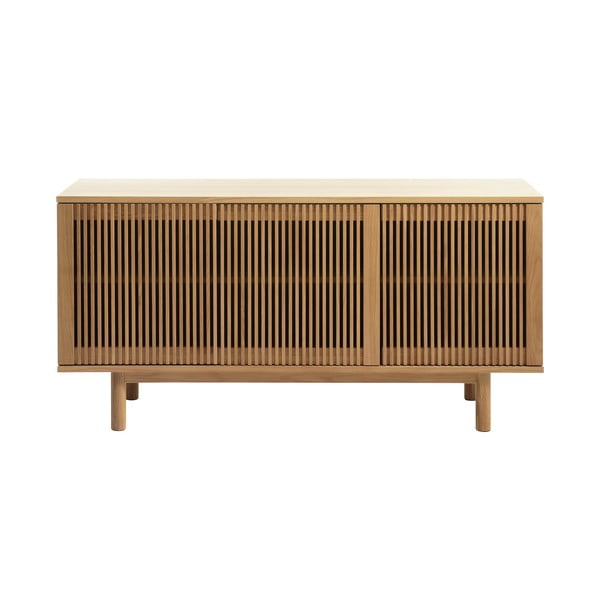 Comodă în culoare naturală joasă cu aspect de lemn de stejar 143x70 cm Tiber – Unique Furniture