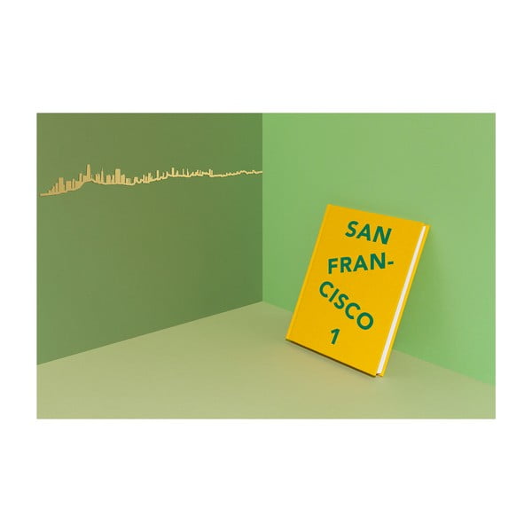 Decorațiune de perete cu silueta orașului The Line San Francisco, auriu