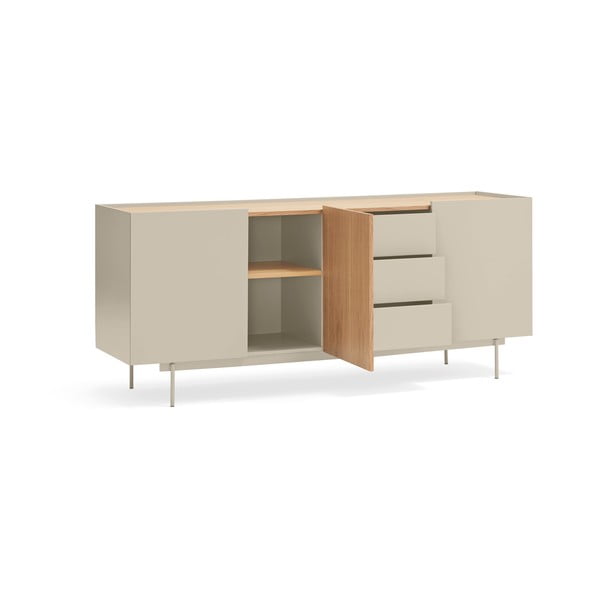 Comodă bej-natural joasă cu aspect de lemn de stejar 180x78 cm Otto – Teulat-image-3