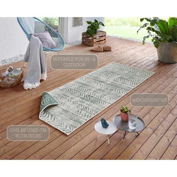 Covor adecvat pentru exterior NORTHRUGS Biri, 80 x 250 cm, verde-crem-image-4