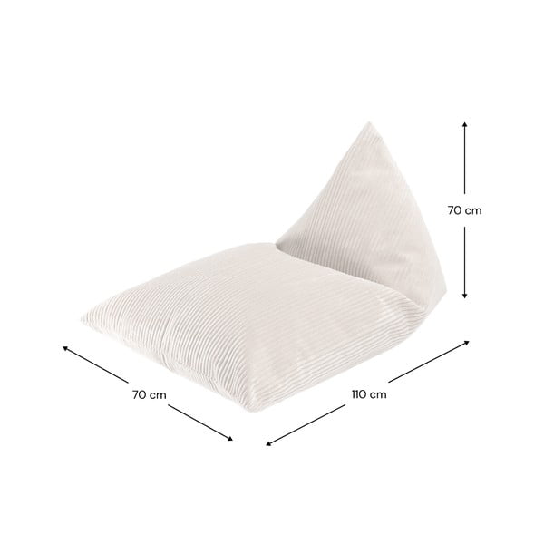 Fotoliu puf pentru copii crem cu tapițerie din catifea reiată Big Lounger – Wigiwama-image-4