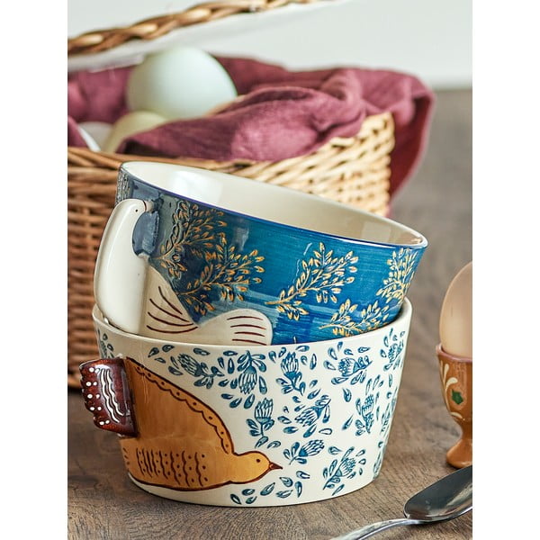 Bol mic alb-albastru din gresie 460 ml Hezha – Bloomingville-image-3