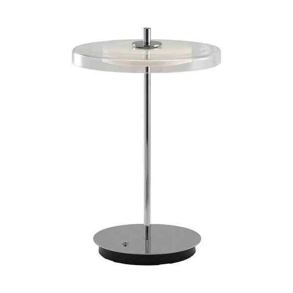 Veioză argintie LED cu port USB din oțel cu abajur din sticlă (înălțime 31 cm) Asteria Move – UMAGE-image-3