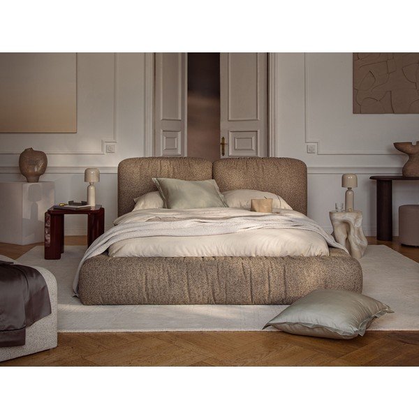 Pat matrimonial petrol tapițat cu spațiu de depozitare cu somieră 200x200 cm Martina – Micadoni -image-1