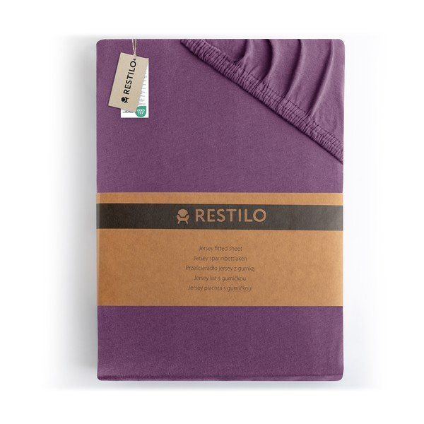 Cearceaf mov din jerseu cu elastic 160x200 cm Amber – Restilo-image-4