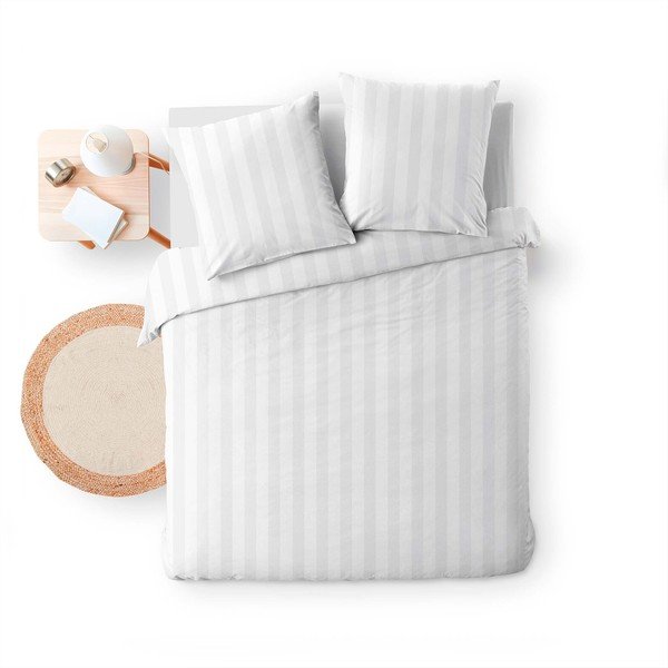 Lenjerie de pat albă din microfibră pentru pat dublu/extinsă 240x220 cm Cleo – douceur d'intérieur