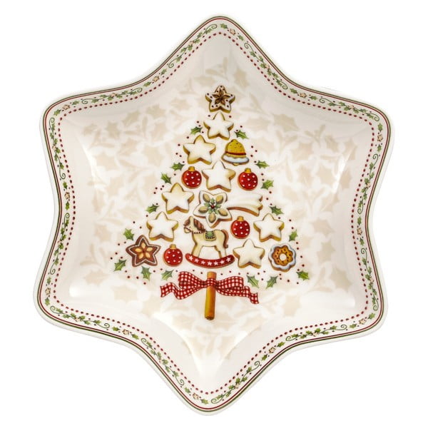 Bol de porțelan cu motiv de Crăciun Villeroy & Boch Gingerbread Village, 24,5 x 24,5 cm