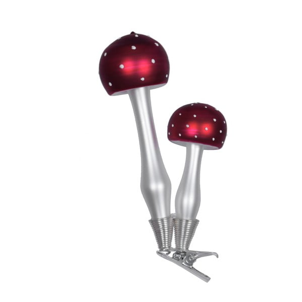 Set de 2 ornamente de Crăciun din sticlă în formă de ciupercă Ego Dekor